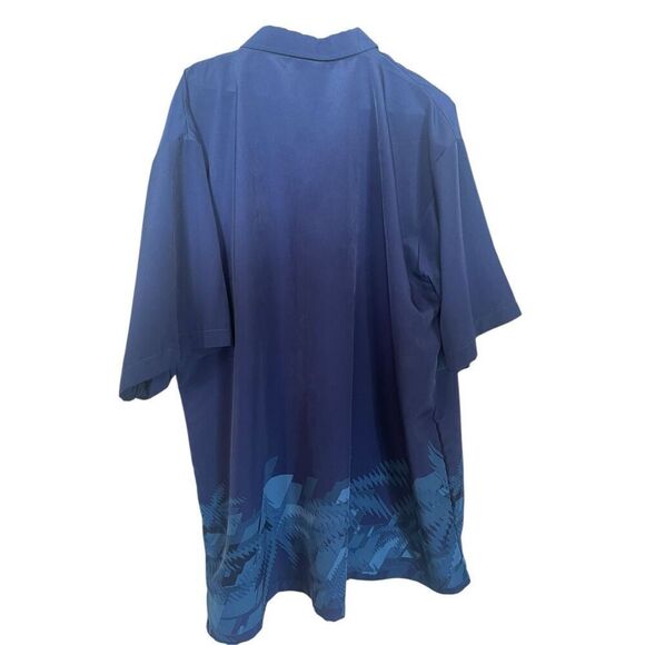 Odo Mens Blue Palm Tree Print Collared Short Sleeve Button Up Shirt Size XXL - Picture 2 of 6